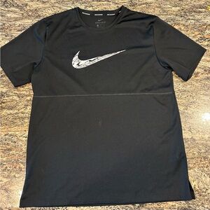Nike Black Short Sleeve Dri-FIT Tee with White Swoosh